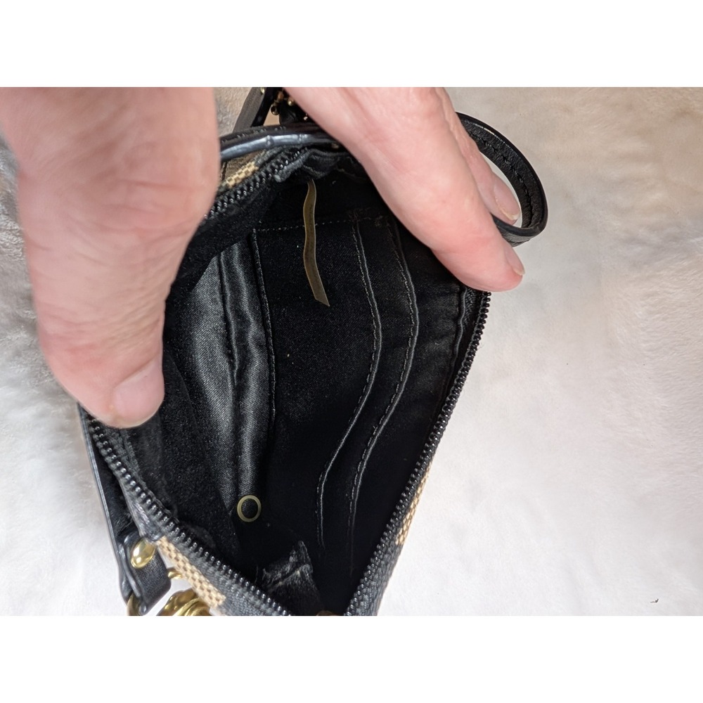 Coach Signature Jacquard Wristlet – Black & Khaki Tan Canvas - Picture 4 of 10